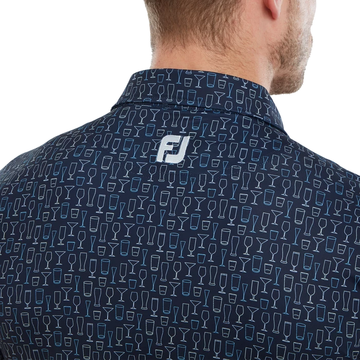 FootJoy Glass Print Lisle Men's Golf Polo Shirt 80038 5 FootJoy Glass Print Lisle Men's Golf Polo Shirt 80038 - Image 5