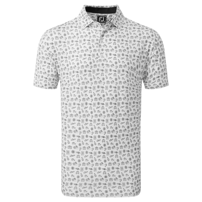 FootJoy Travel Print Lisle Men's Golf Polo Shirt 80046 1 FootJoy Travel Print Lisle Men's Golf Polo Shirt 80046