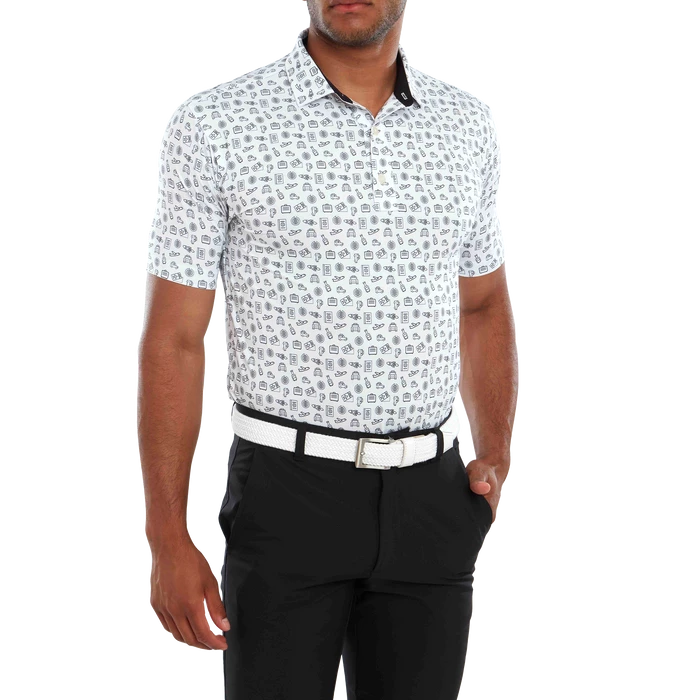 FootJoy Travel Print Lisle Men's Golf Polo Shirt 80046 2 FootJoy Travel Print Lisle Men's Golf Polo Shirt 80046 - Image 2