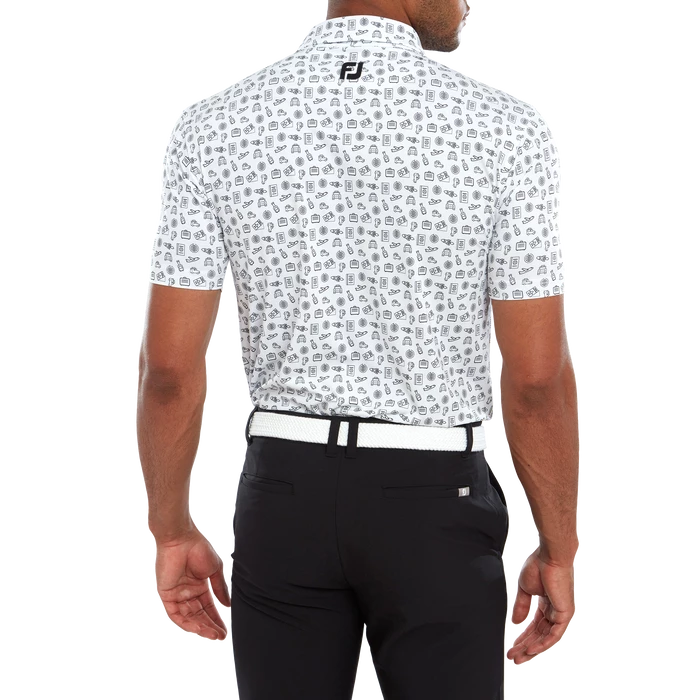 FootJoy Travel Print Lisle Men's Golf Polo Shirt 80046 3 FootJoy Travel Print Lisle Men's Golf Polo Shirt 80046 - Image 3