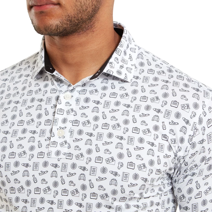 FootJoy Travel Print Lisle Men's Golf Polo Shirt 80046 5 FootJoy Travel Print Lisle Men's Golf Polo Shirt 80046 - Image 5