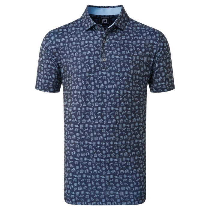 FootJoy Travel Print Lisle Men's Golf Polo Shirt 80047 1 FootJoy Travel Print Lisle Men's Golf Polo Shirt 80047