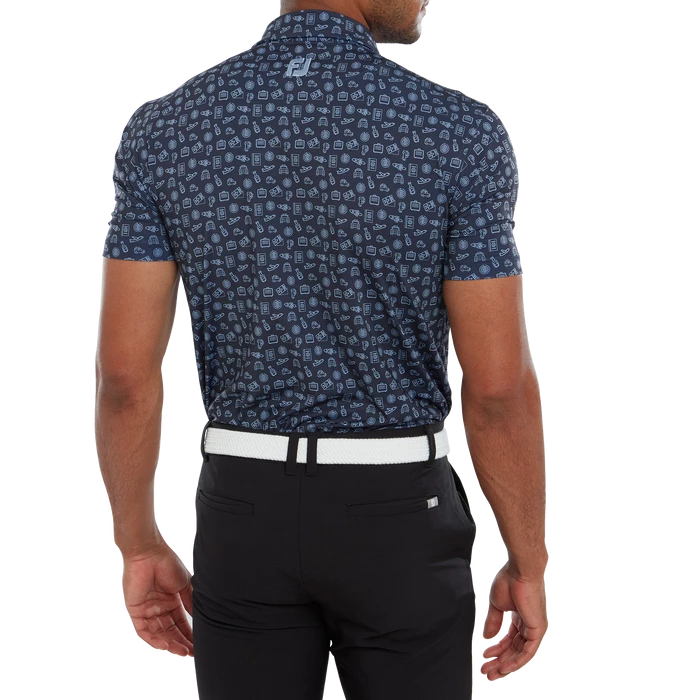 FootJoy Travel Print Lisle Men's Golf Polo Shirt 80047 3 FootJoy Travel Print Lisle Men's Golf Polo Shirt 80047 - Image 3
