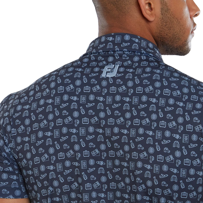FootJoy Travel Print Lisle Men's Golf Polo Shirt 80047 5 FootJoy Travel Print Lisle Men's Golf Polo Shirt 80047 - Image 5