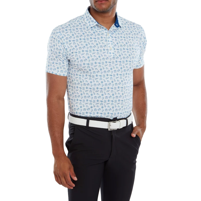 FootJoy Travel Print Lisle Men's Golf Polo Shirt 80048 2 FootJoy Travel Print Lisle Men's Golf Polo Shirt 80048 - Image 2