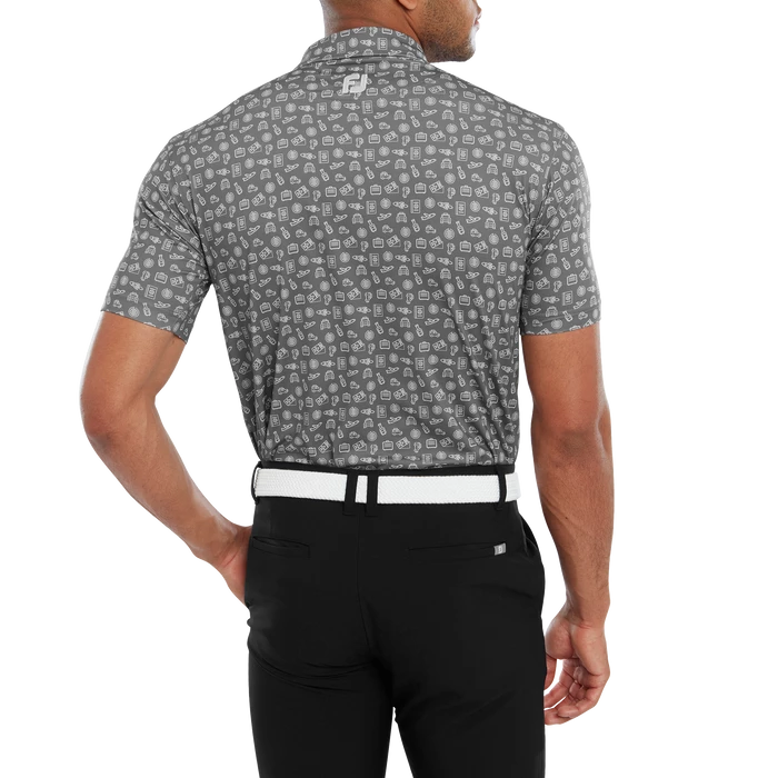 FootJoy Travel Print Lisle Men's Golf Polo Shirt 80049 3 FootJoy Travel Print Lisle Men's Golf Polo Shirt 80049 - Image 3