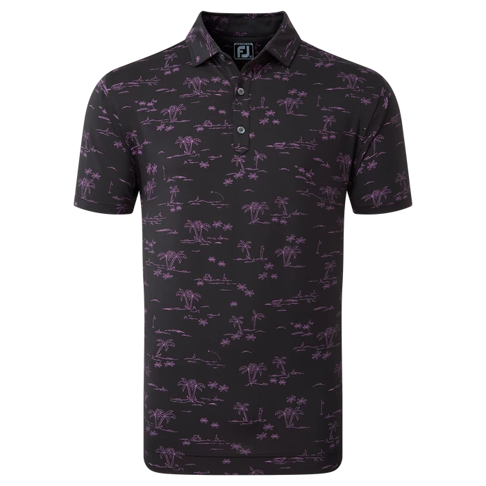 FootJoy Tropic Print Lisle Men's Golf Polo Shirt 80091 1 FootJoy Tropic Print Lisle Men's Golf Polo Shirt 80091