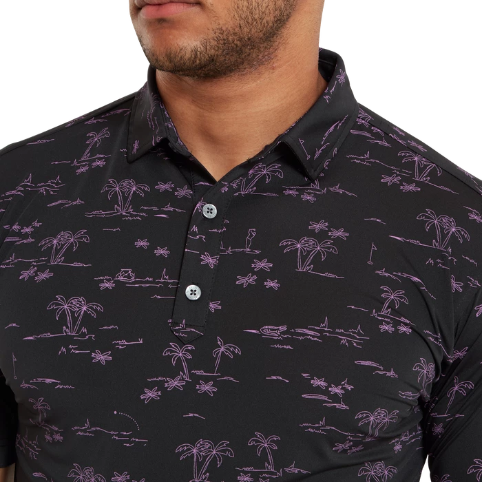 FootJoy Tropic Print Lisle Men's Golf Polo Shirt 80091 5 FootJoy Tropic Print Lisle Men's Golf Polo Shirt 80091 - Image 5