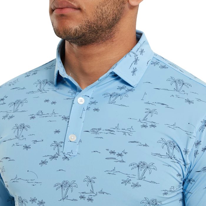 FootJoy Tropic Print Lisle Men's Golf Polo Shirt 80092 5 FootJoy Tropic Print Lisle Men's Golf Polo Shirt 80092 - Image 5