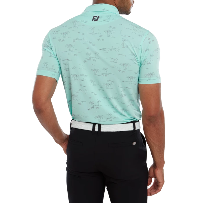 FootJoy Tropic Print Lisle Men's Golf Polo Shirt 80095 3 FootJoy Tropic Print Lisle Men's Golf Polo Shirt 80095 - Image 3