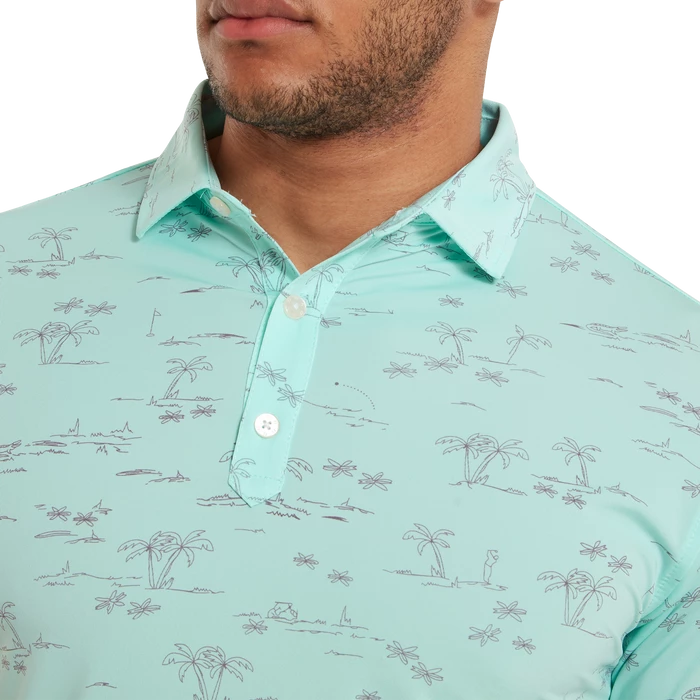 FootJoy Tropic Print Lisle Men's Golf Polo Shirt 80095 5 FootJoy Tropic Print Lisle Men's Golf Polo Shirt 80095 - Image 5