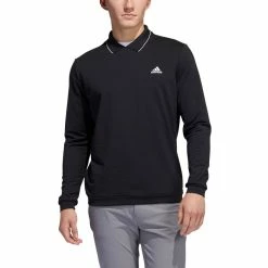 Adidas Thermal Primegreen Long Sleeve Polo 6 Adidas Thermal Primegreen Long Sleeve Polo -Golf Clothing Shop GU2669 APP on model front white 700x700