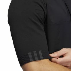 Adidas Statement Primeknit Quarter-Zip Half Sleeve Golf Pullover -Golf Clothing Shop H61759 APP on model detail 2 white 700x700